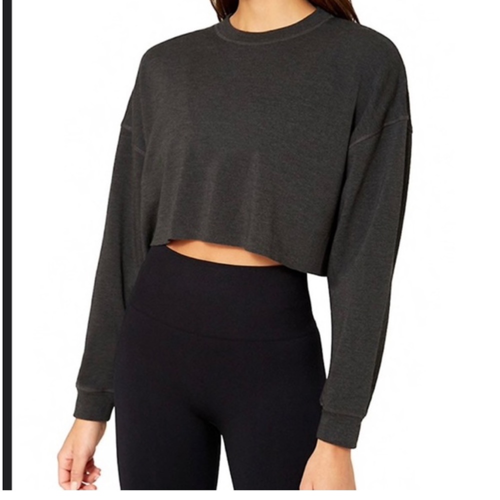 WEWOREWHAT Cropped Cotton-Blend Sweatshirt